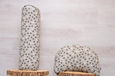 2er-Set Yogakissen halbmond & Bolster mit Bio Dinkelspelzen "Grey-White Zen"