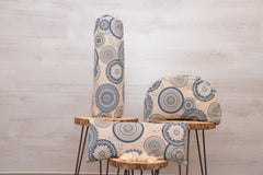 3er-Set Yogakissen (halbmond/rund), Bolster mit Bio Dinkelspelzen & Knieschoner mit Kapokwolle, Mandalamuster "Deep Blue"