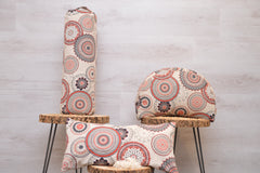 3er-Set Yogakissen (halbmond/rund), Bolster mit Bio Dinkelspelzen & Knieschoner mit Kapokwolle, Mandalamuster "Fire Blossom"