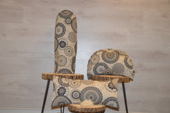 3er-Set Yogakissen (halbmond/rund), Bolster mit Bio Dinkelspelzen & Knieschoner mit Kapokwolle, Mandalamuster "Black Zen"