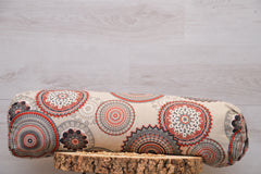 2er-Set Yogakissen (halbmond/rund) & Bolster mit Bio Dinkelpelzen "Fire Blossom"