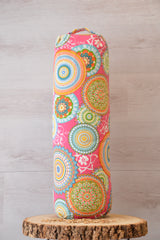 3er-Set Yogakissen (halbmond/rund), Bolster mit Bio Dinkelspelzen & Knieschoner mit Kapokwolle, Mandalamuster "Serenity"