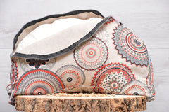 2er-Set Kissenbezug - Bolster & Halbmond- oder Meditationskissen (rund) "Fire Blossom"