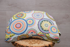 3er-Set Yogakissen (halbmond/rund), Bolster mit Bio Dinkelspelzen & Knieschoner mit Kapokwolle, Mandalamuster "Sky Blue"