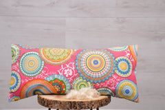 3er-Set Yogakissen (halbmond/rund), Bolster mit Bio Dinkelspelzen & Knieschoner mit Kapokwolle, Mandalamuster "Serenity"