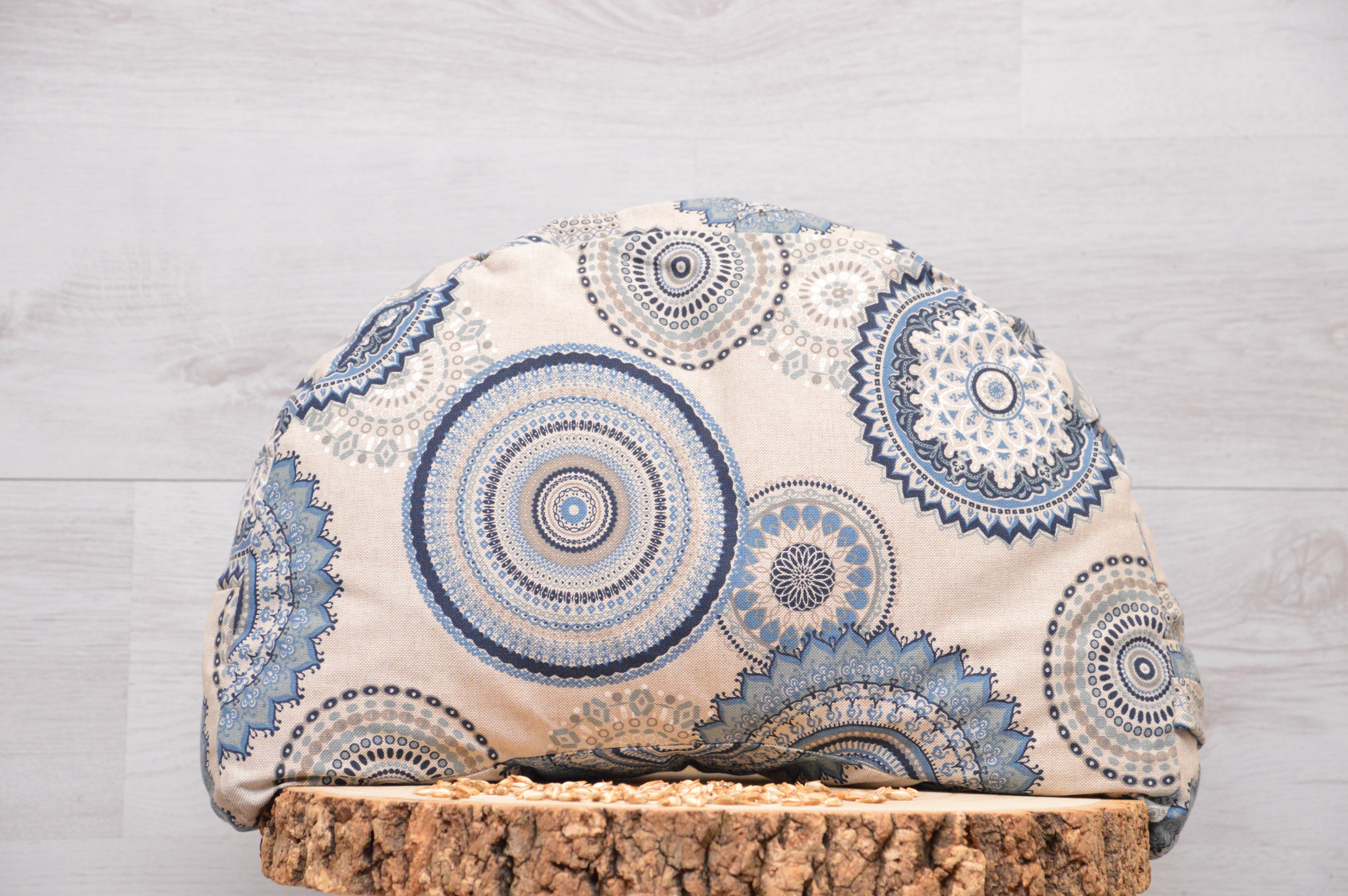 2er-Set Yogakissen (halbmond/rund) & Bolster mit Bio Dinkelspelzen "Deep Blue"